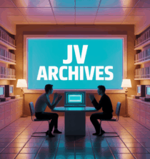 Salle rétro jv archives avec consoles et forums sur écran