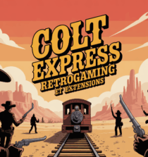 Scène western animée de Colt Express avec bandits et train