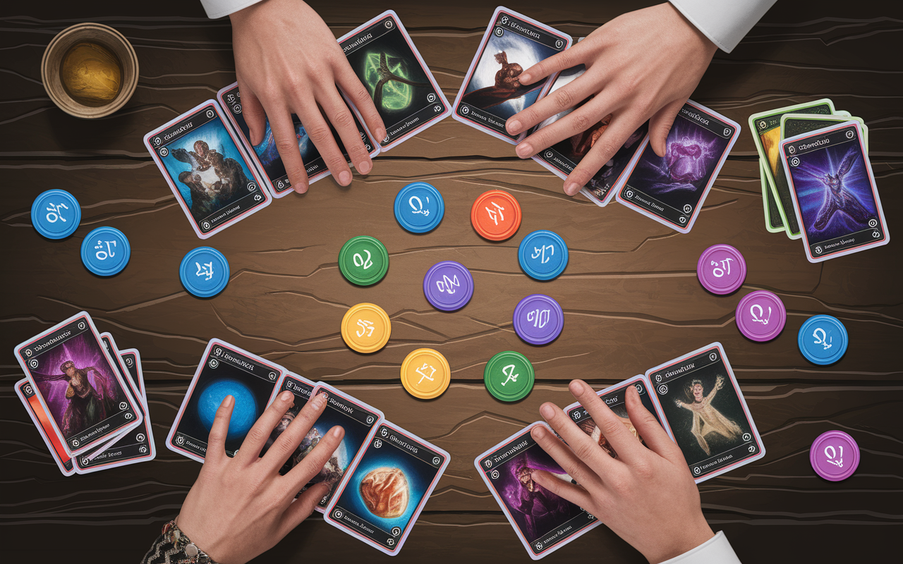 Deux joueurs Breakfus deck 7 cartes mana points de vie
