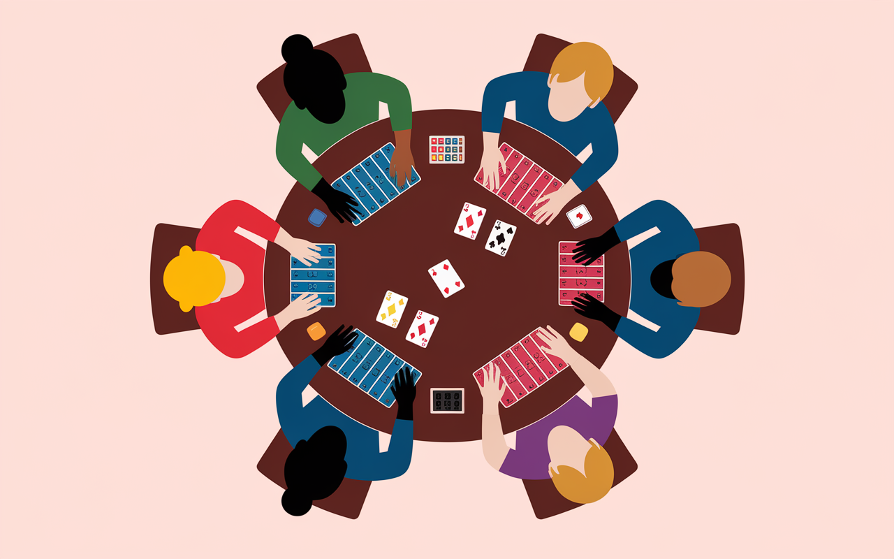 table ronde distribution cartes coinche