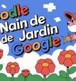 Image d’un nain de jardin projeté en catapulte sur décor pixelisé, ludique et rétro