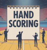 Scène tribune handball, feuille score hand scoring