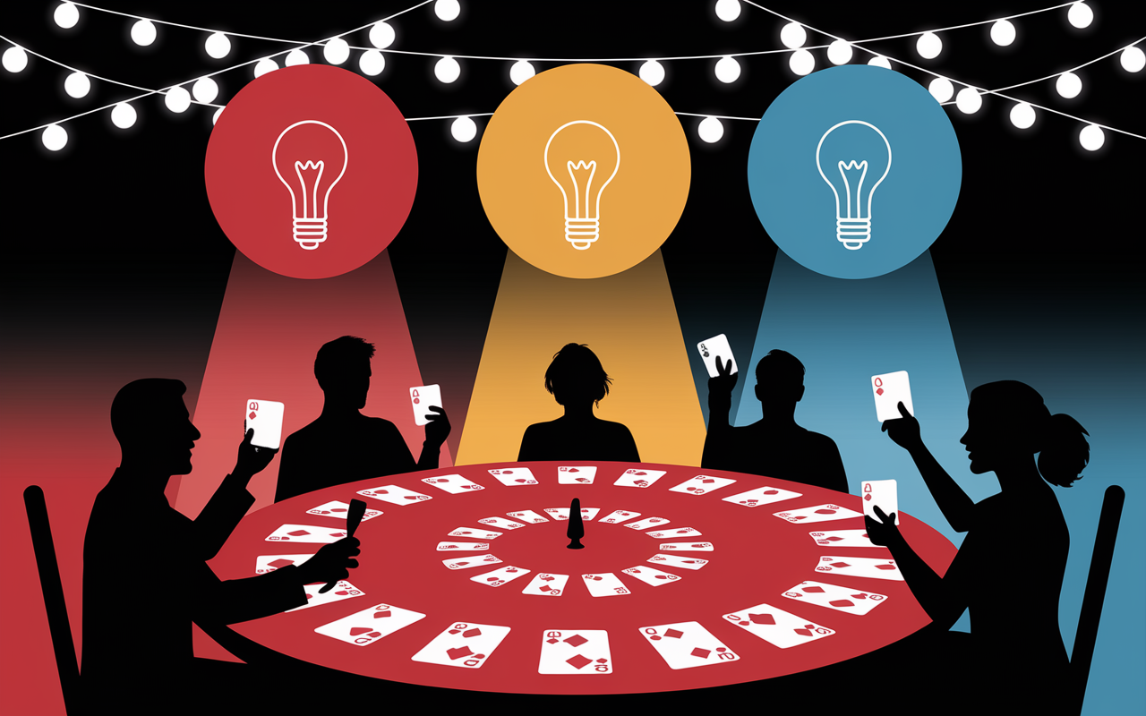 Juduku joueurs cartes chrono ambiance joyeuse table ronde