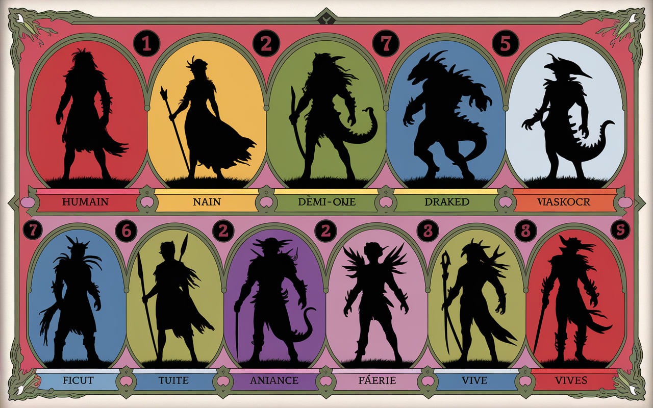 tableau races d&d galerie silhouette donjons dragons