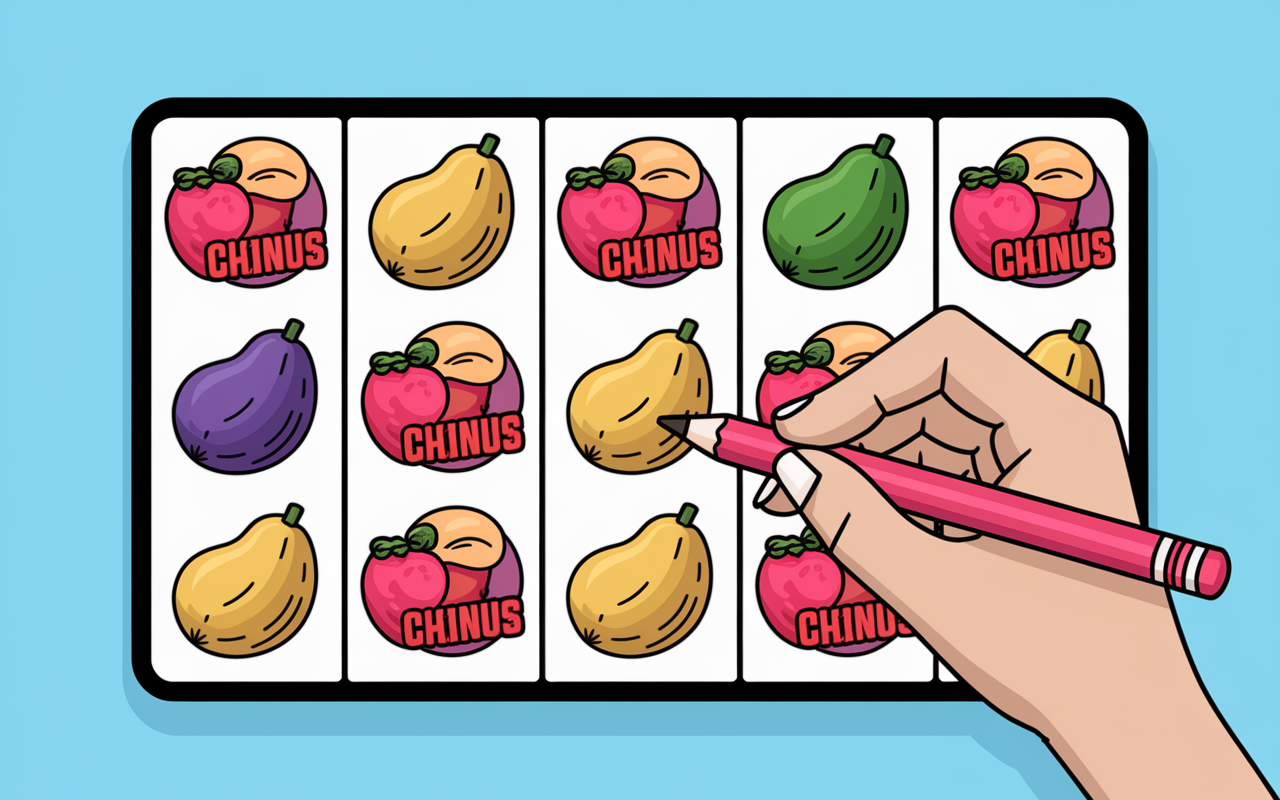 Grille Yams remplie main crayon dés sur table