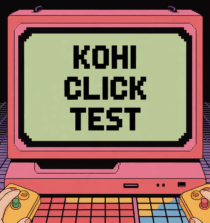 Kohi Click Test mains sur souris écran pixelisé ambiance fun