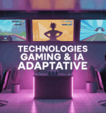 Salon moderne gaming avec IA adaptative et triple écrans