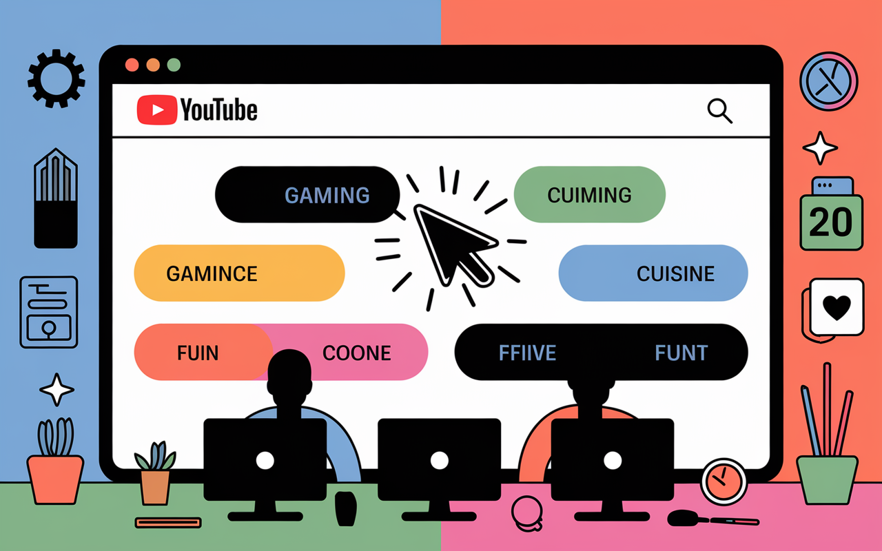 écran recherche youtube mots clés youtubeurs en f