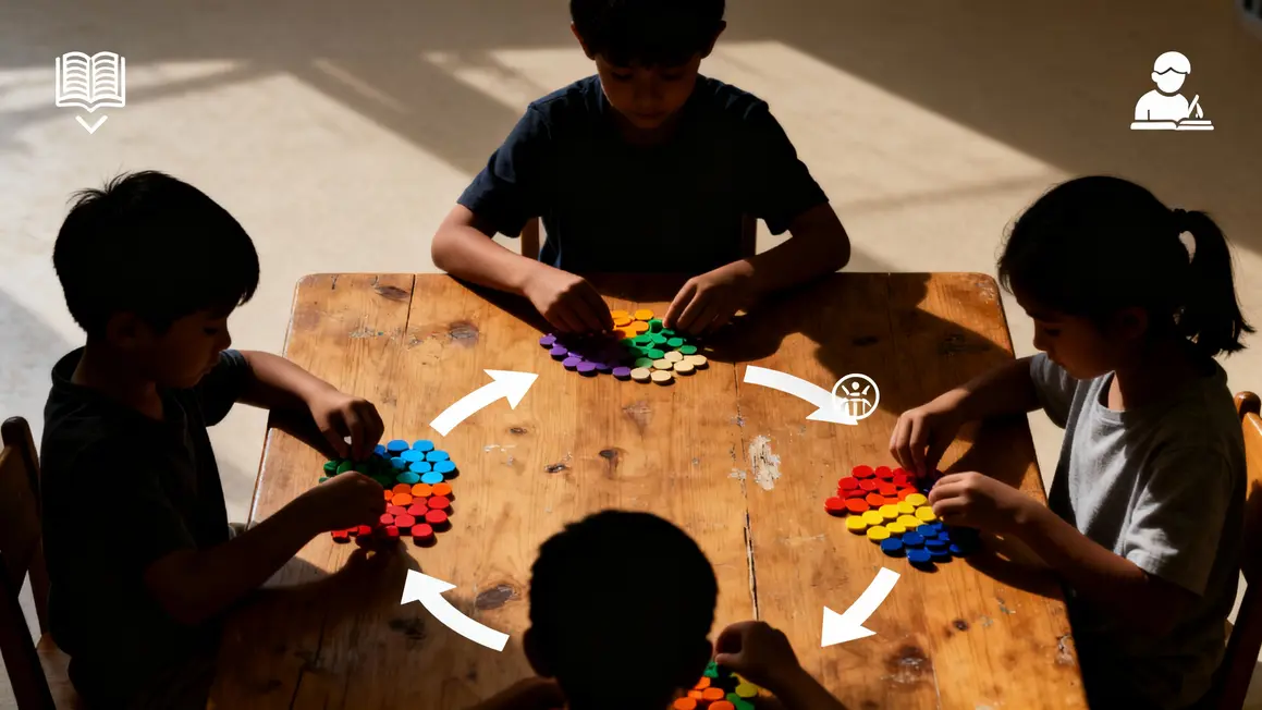 Enfants trient objets bienfaits jeux de classement