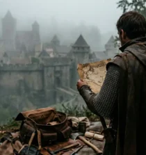Aventurier carte Voie de l’Aube Oblivion devant la cité
