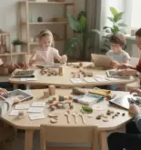Enfants et adultes jouent jeux de classement en classe