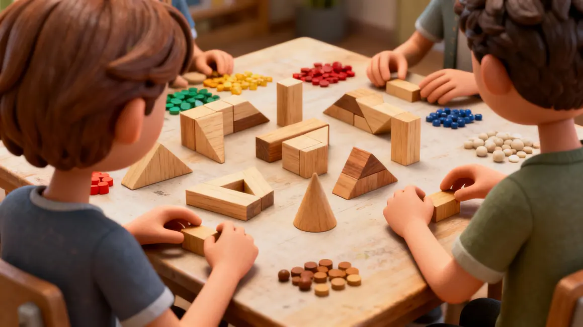Enfants trient blocs bois jeux de classement