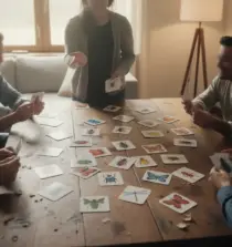 Table jeu Mito ambiance familiale cartes insectes